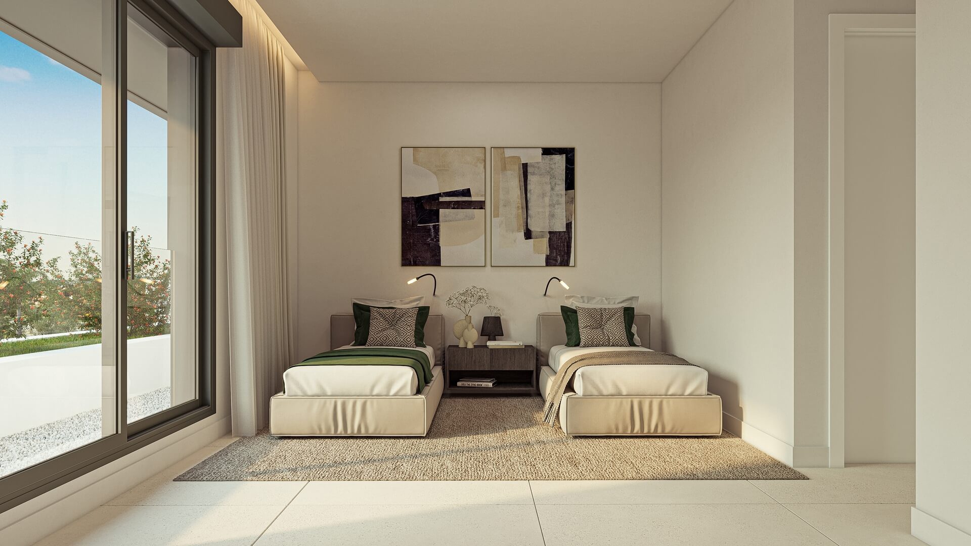 Tweede slaapkamer met twee bedden