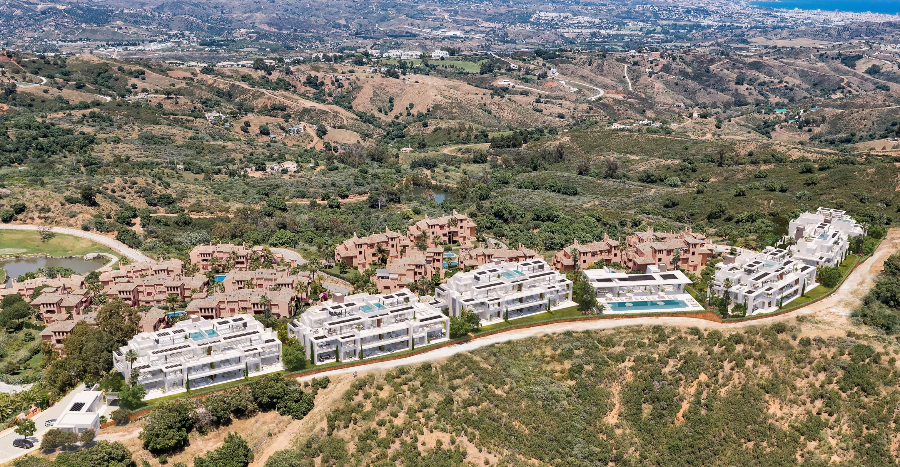 Luchtfoto van de volledige gated community