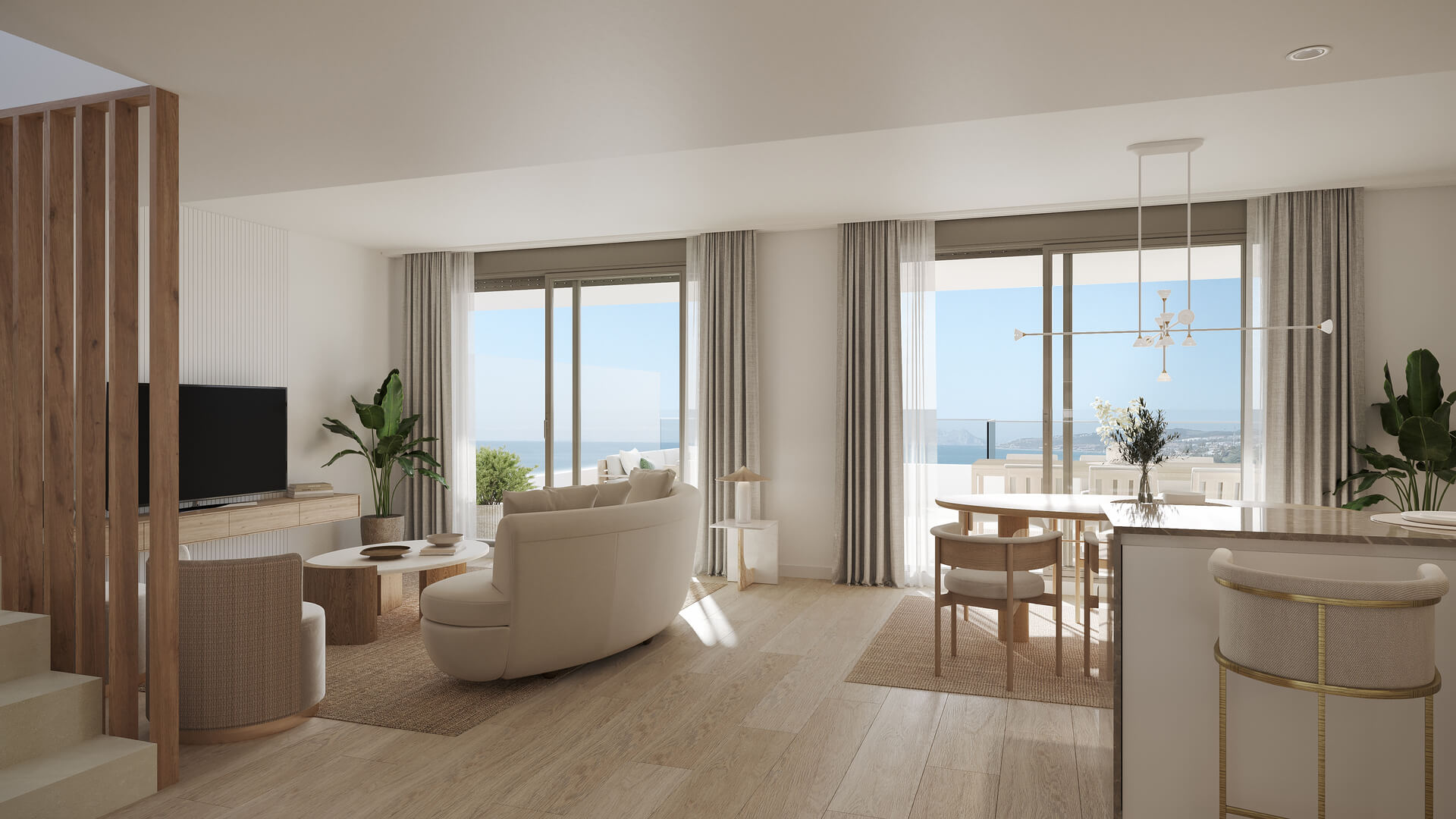 Lichte woonkamer met moderne afwerking