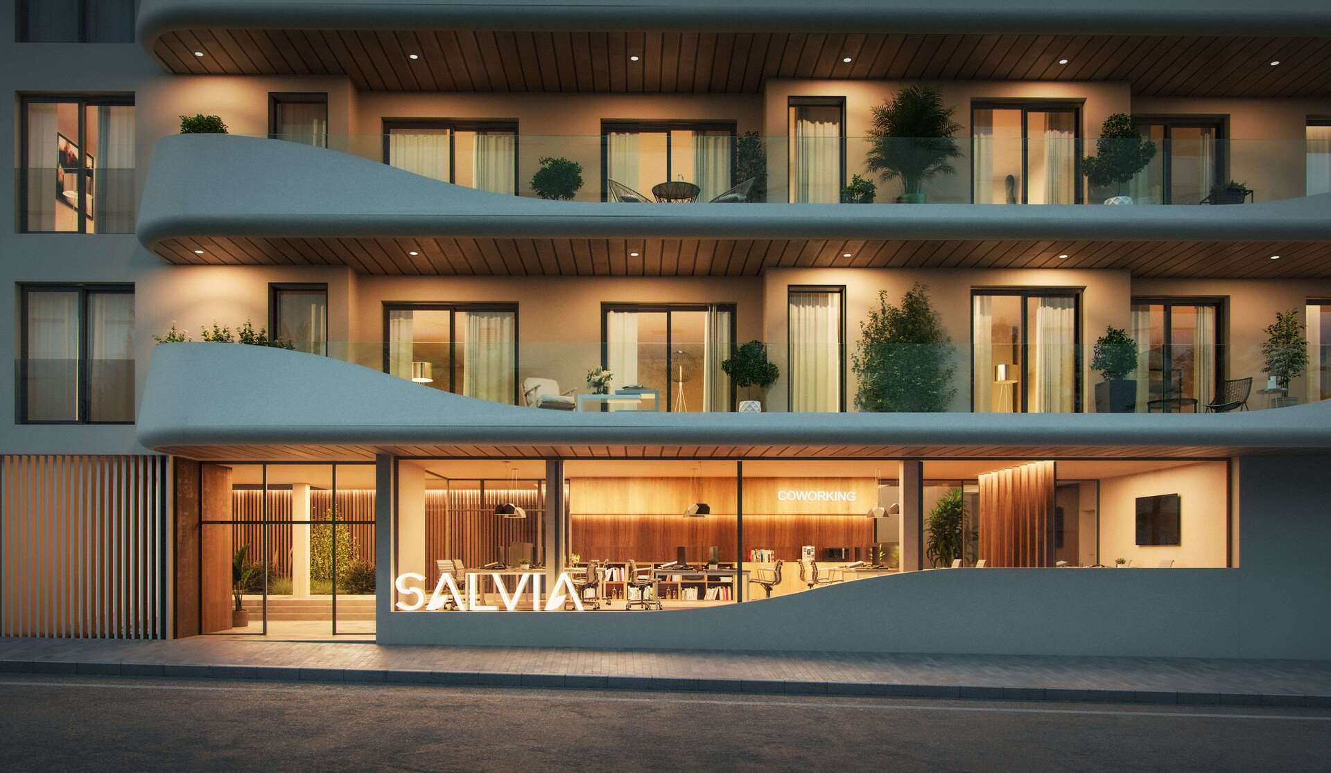 Gevel van Salvia bij avondlicht