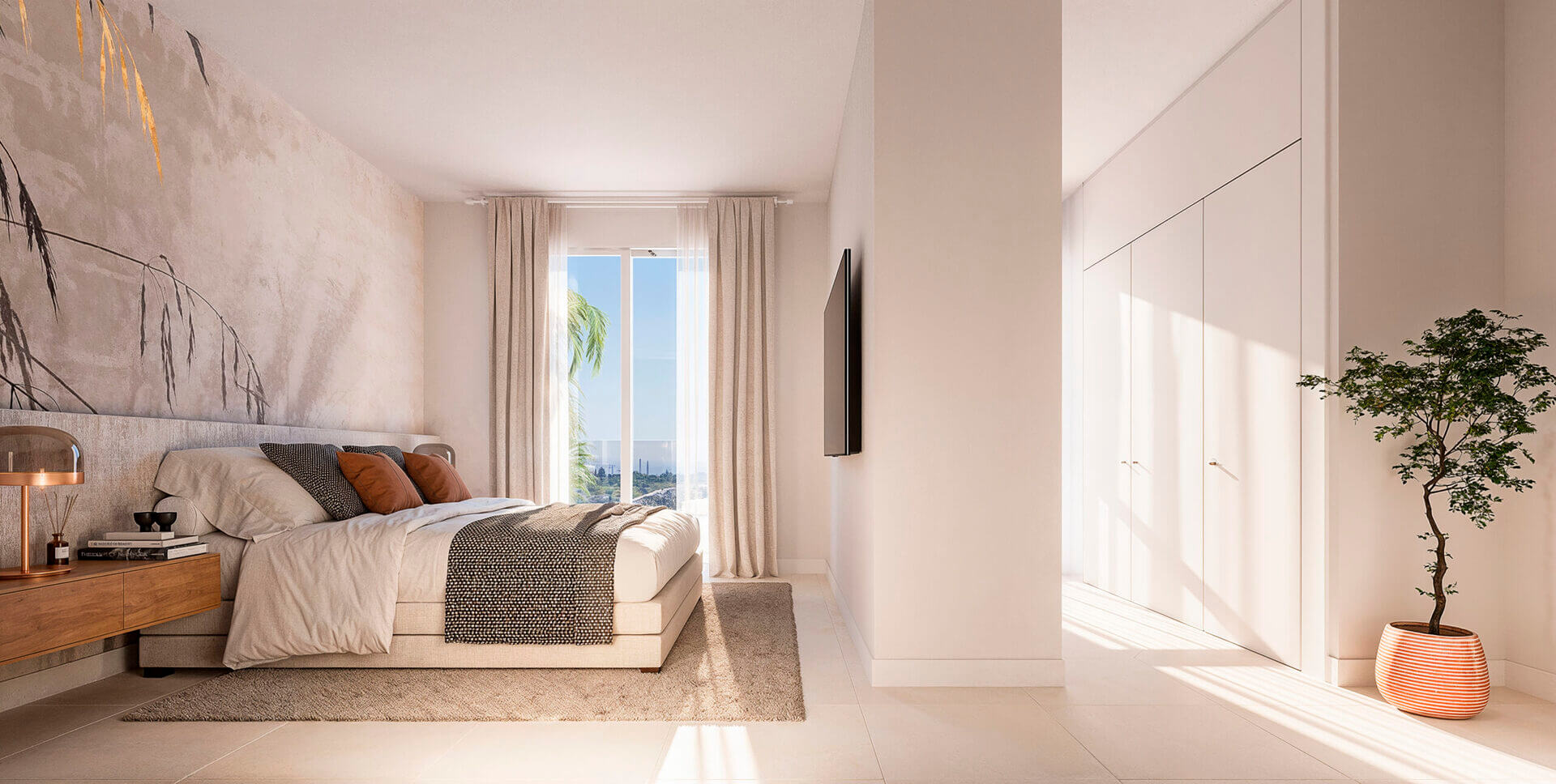 Hoofdslaapkamer met balkon en uitzicht