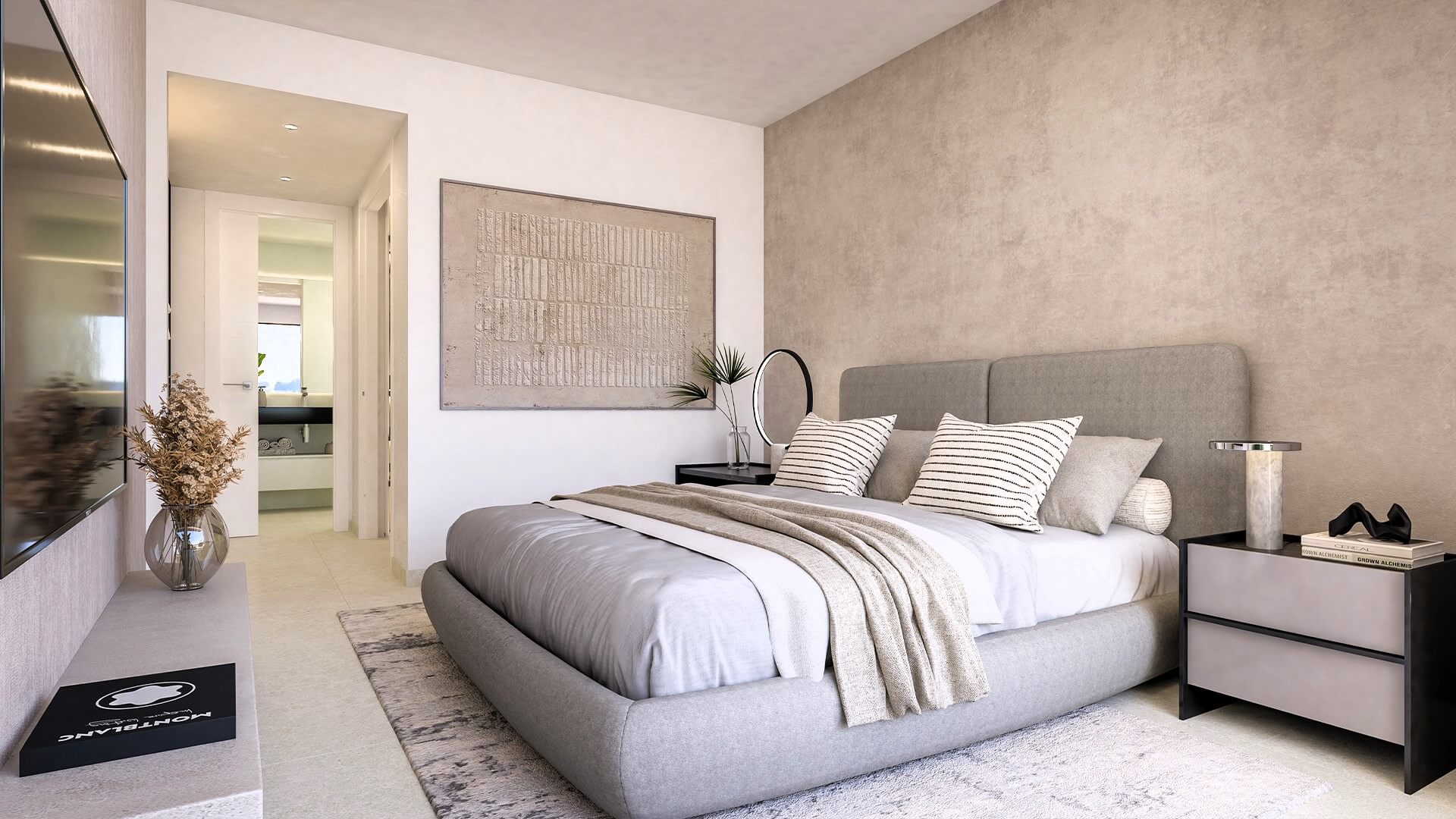 Slaapkamer in warme, lichte tinten