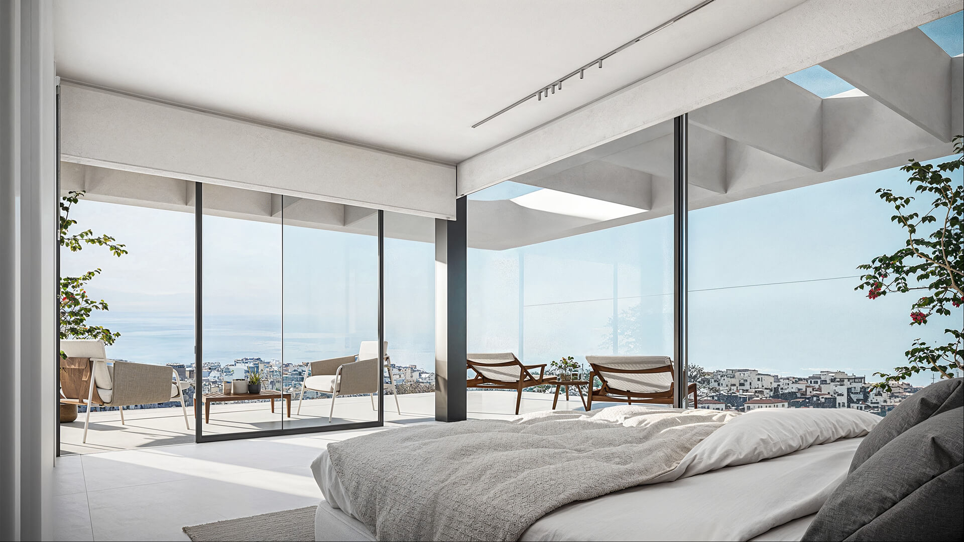 Slaapkamer met panoramisch uitzicht