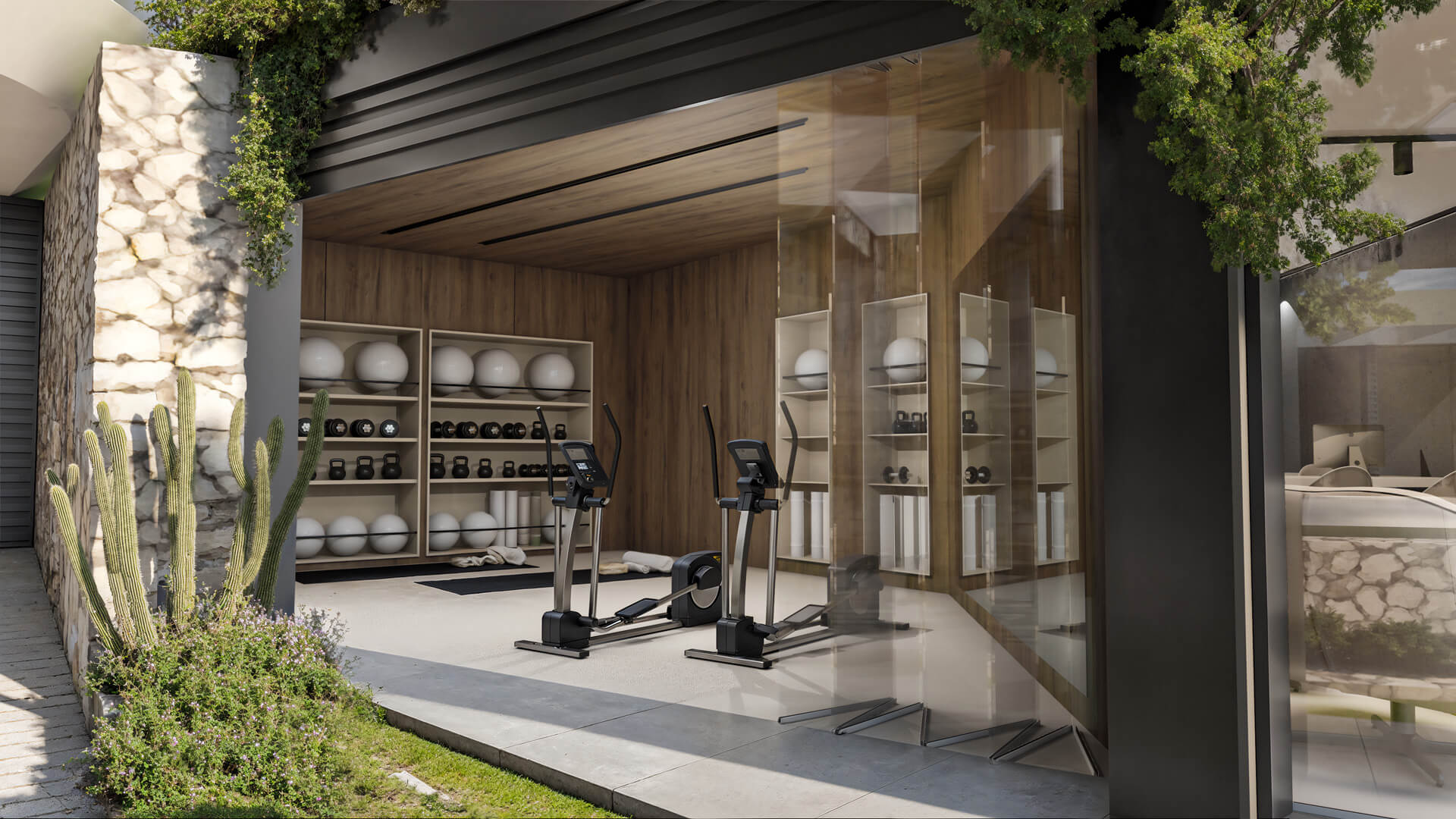 Volledig uitgeruste fitnessruimte