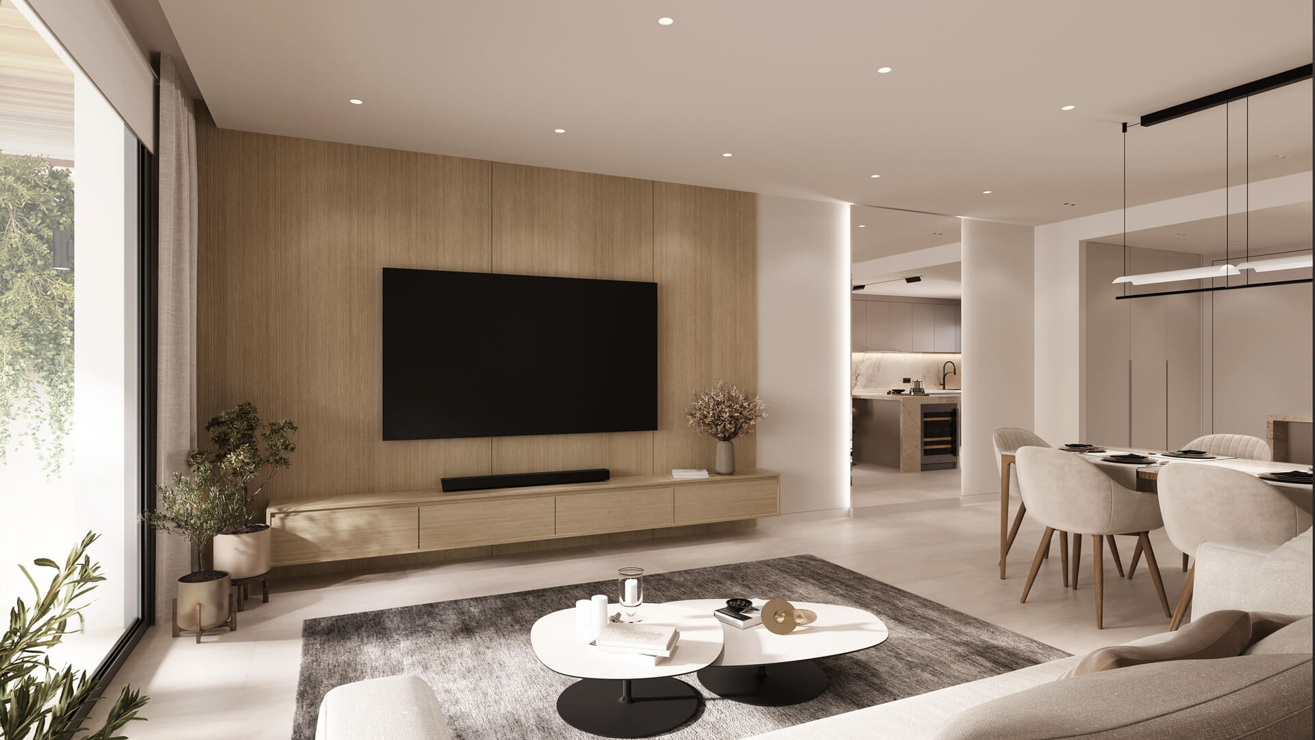 Woonkamer met moderne afwerking