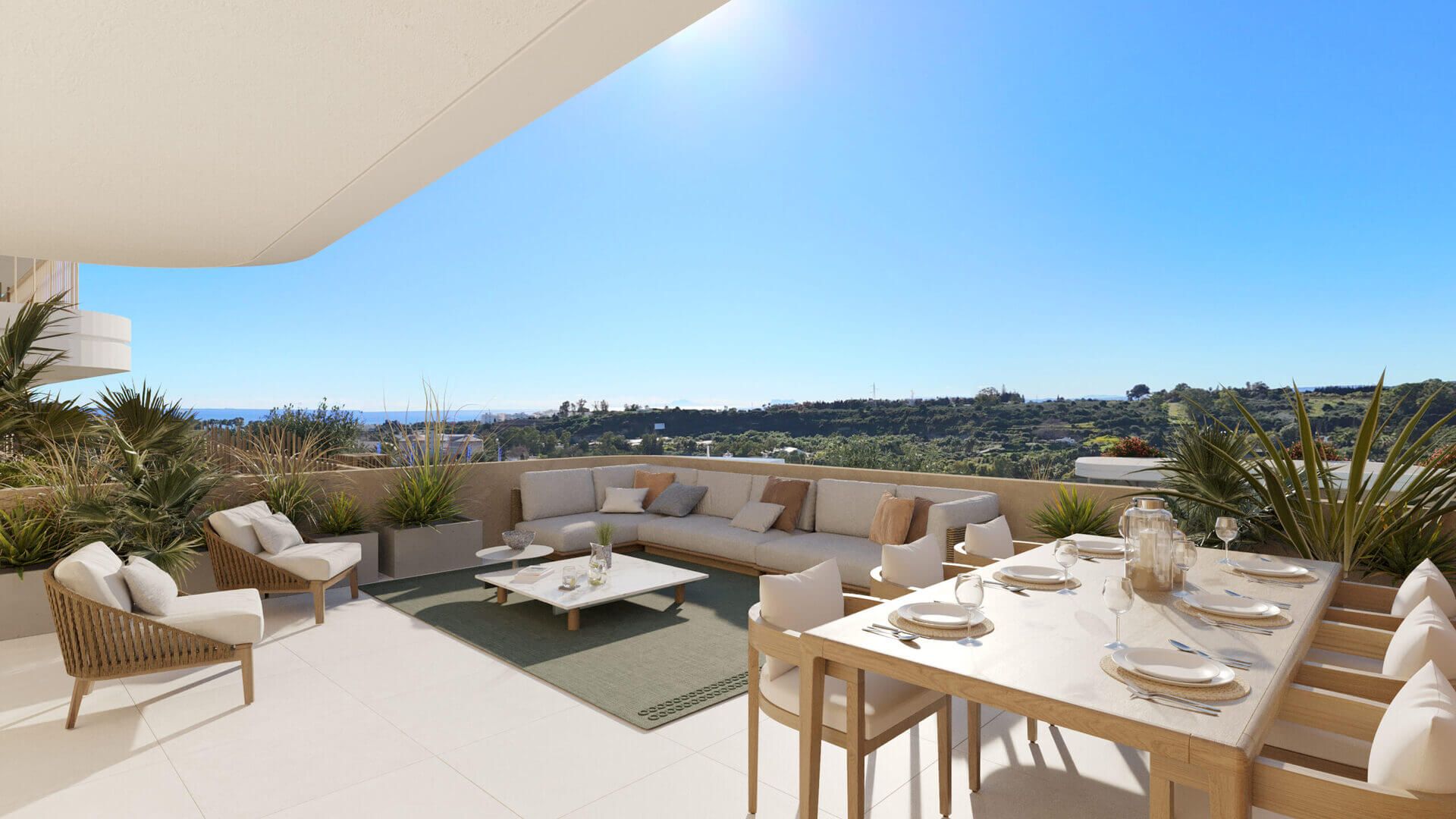 Overdekt terras met loungeset