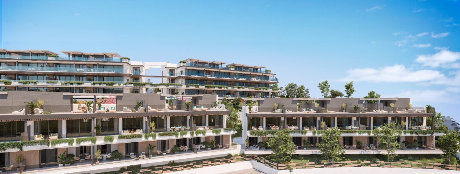 Rij woningen met moderne architectuur