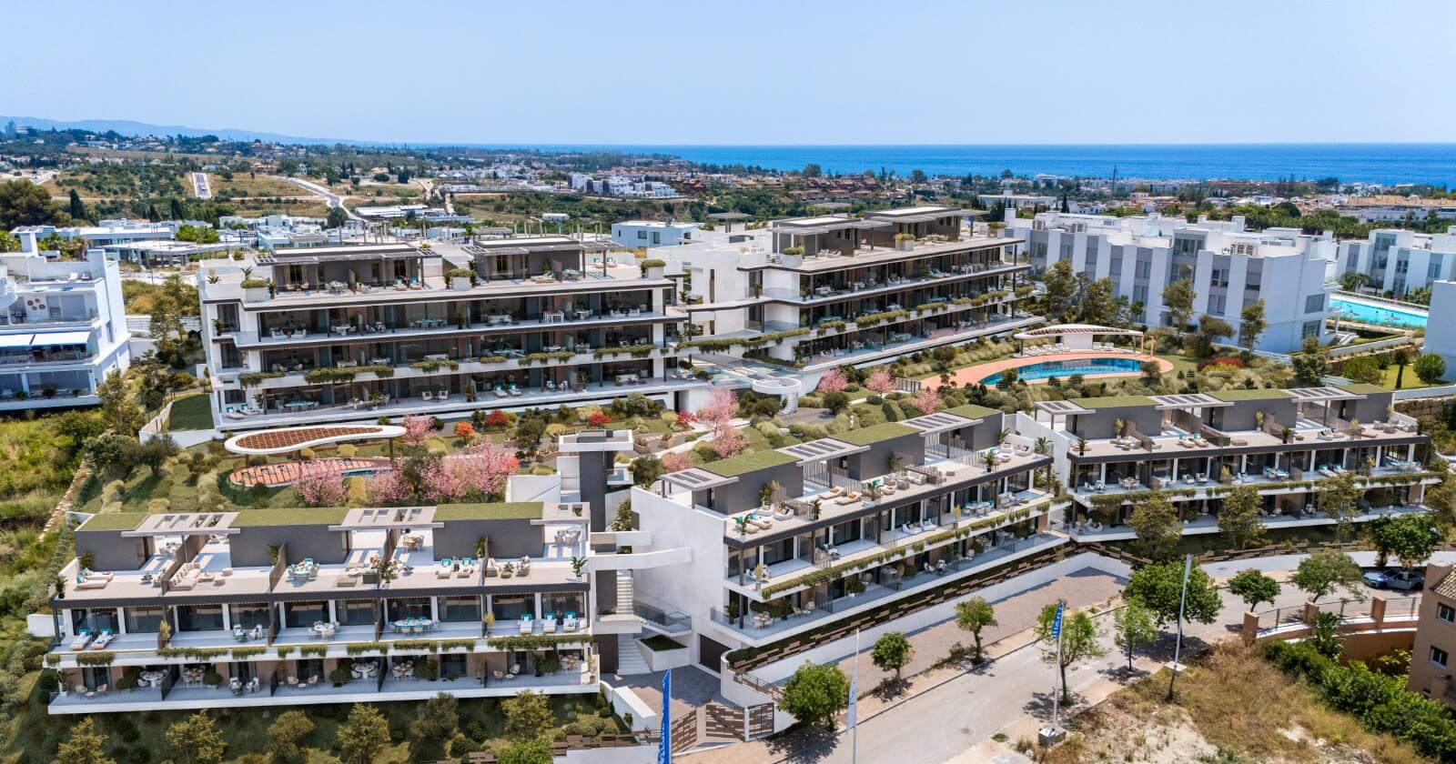 Luchtfoto van het volledige complex