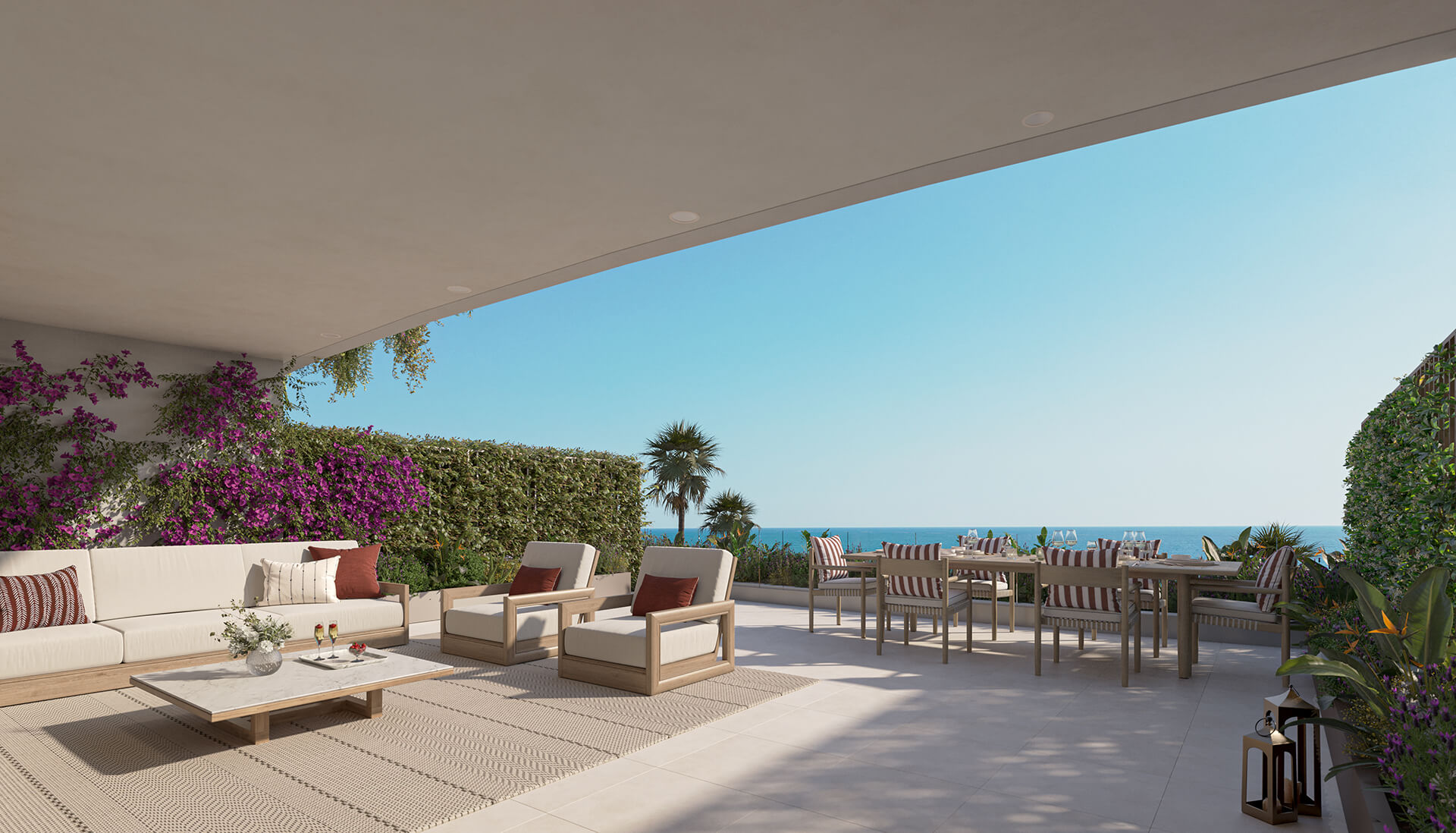 Terras met loungezetels