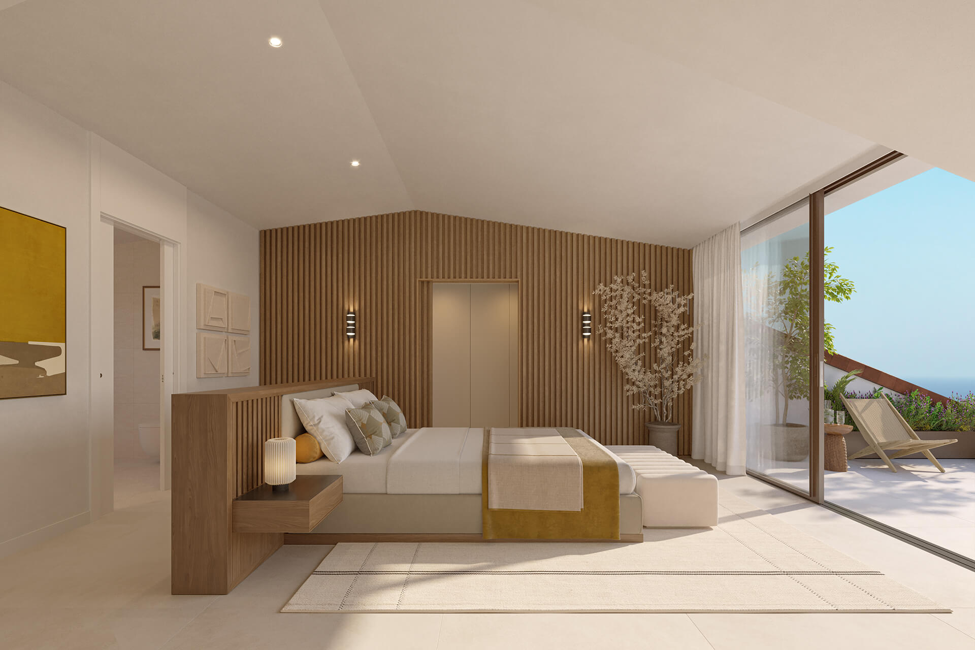 Slaapkamer met zicht op zee