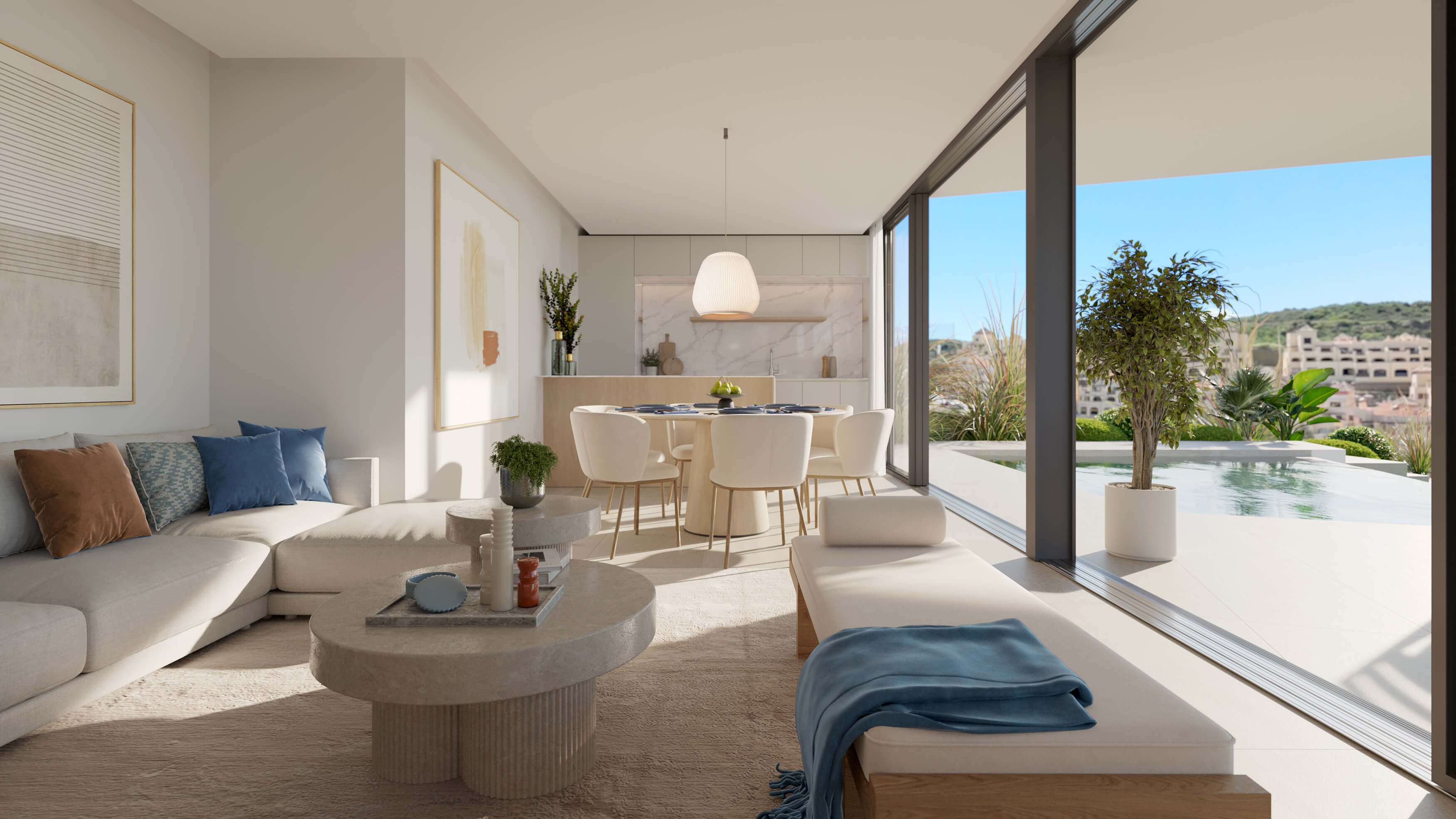 Lichte woonkamer met terrastoegang