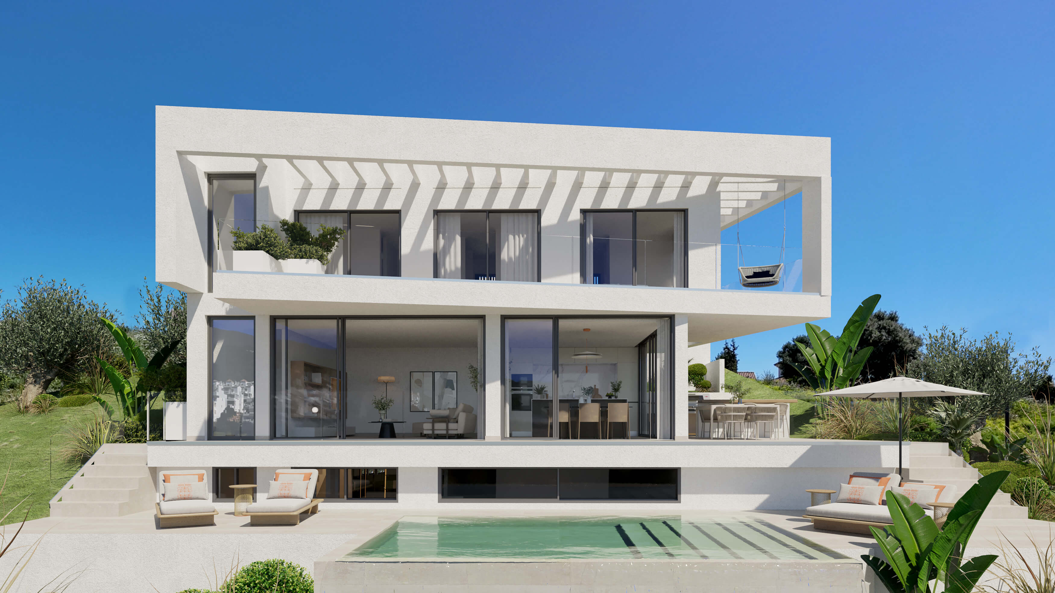 Moderne villa met zwembad en tuin
