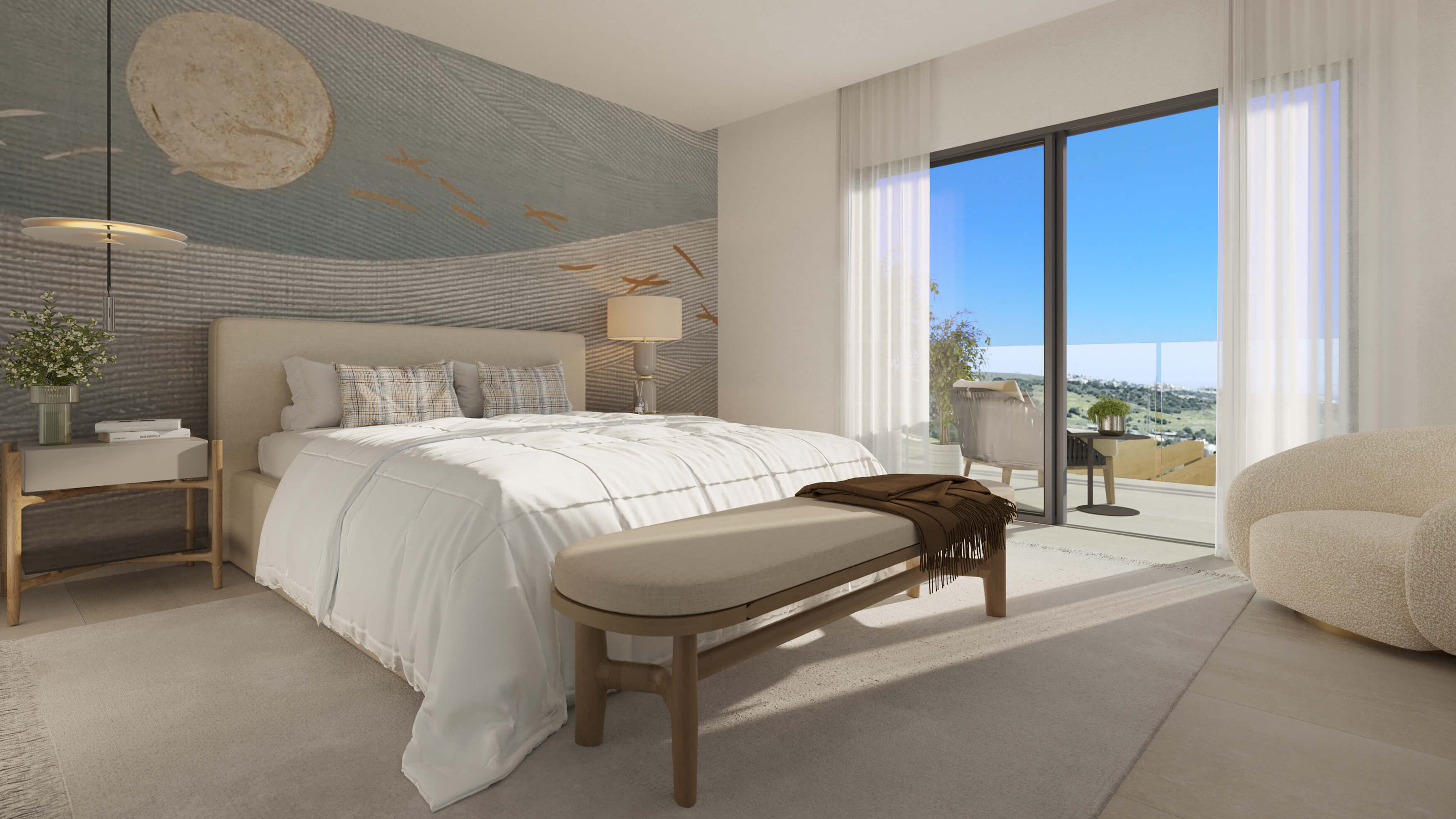 Slaapkamer met zicht op zee