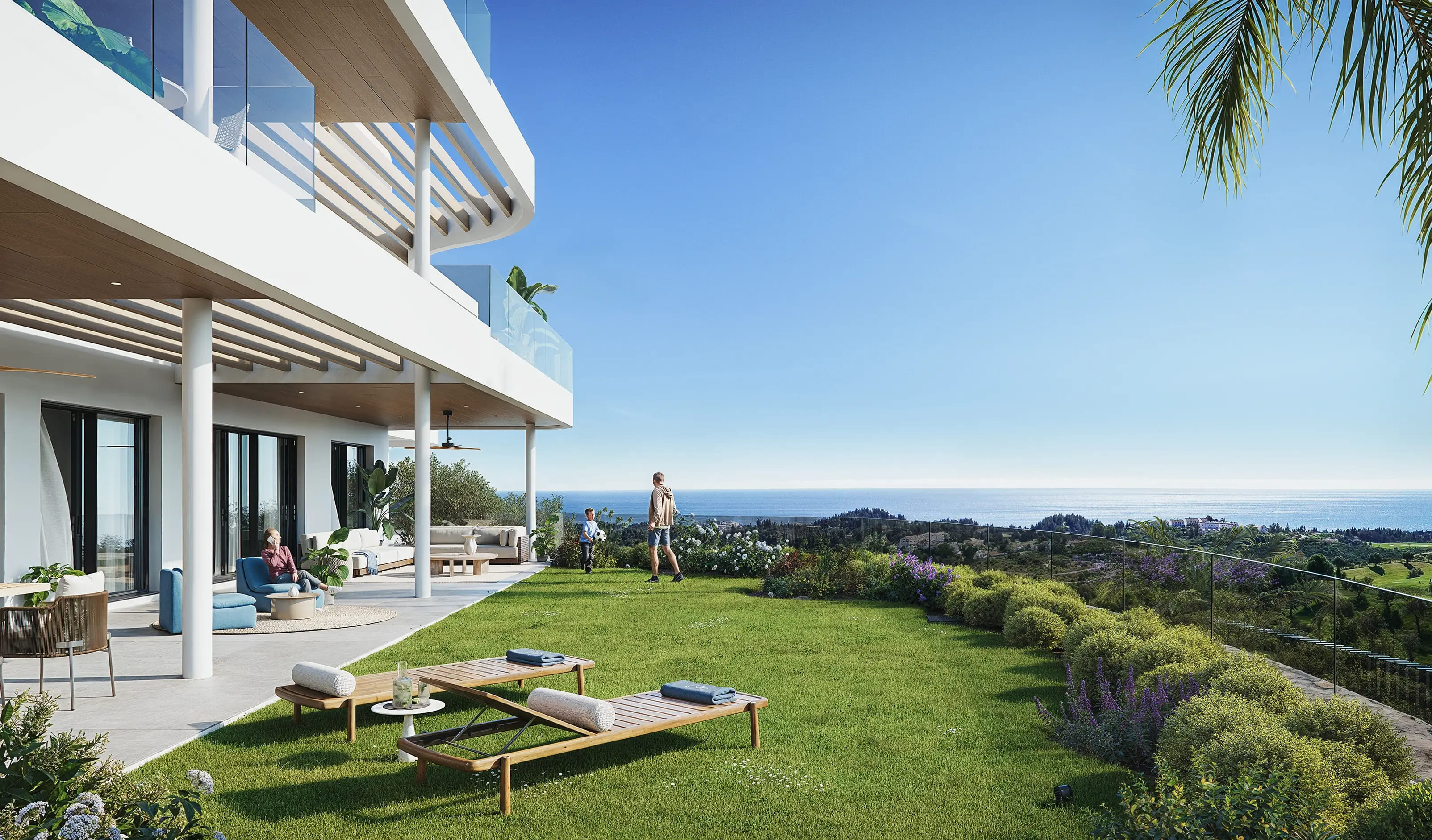 Terras met tuin en panoramisch uitzicht