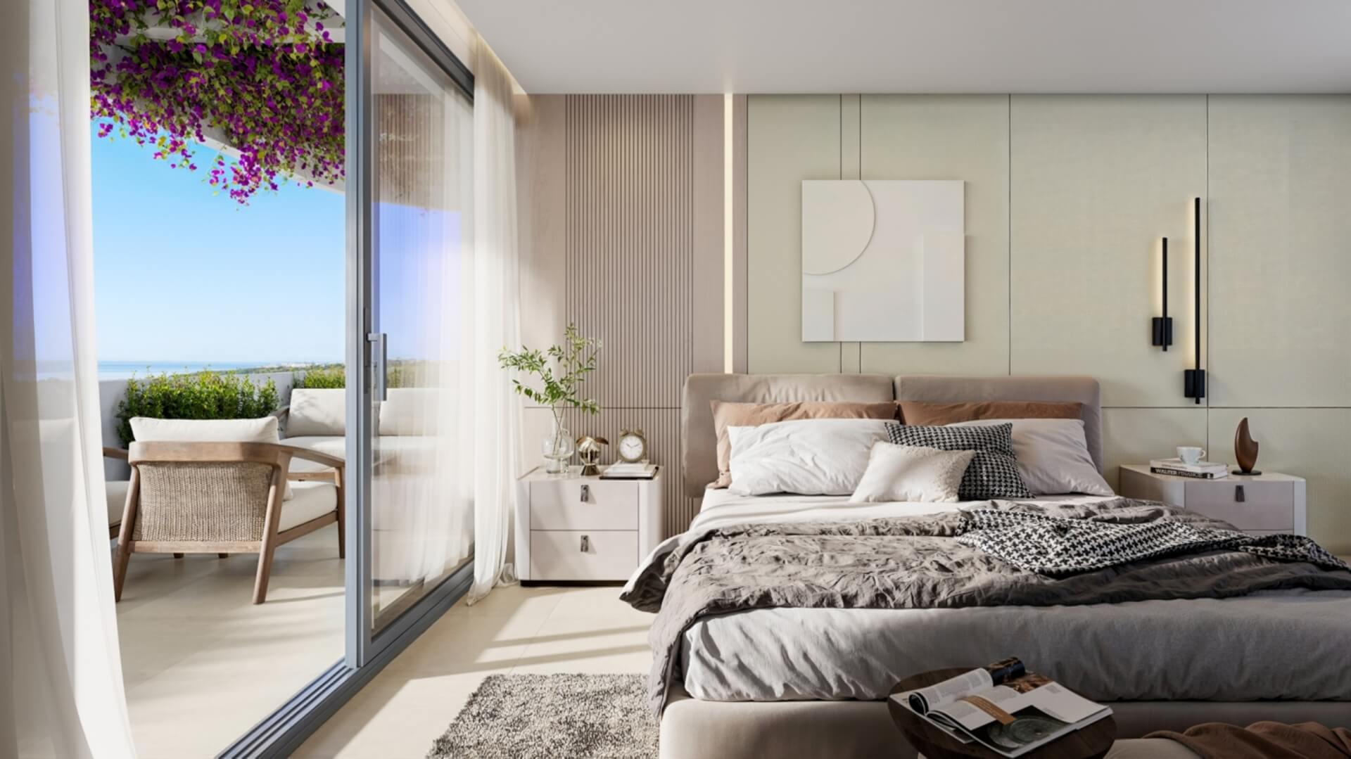 Slaapkamer met toegang tot het terras