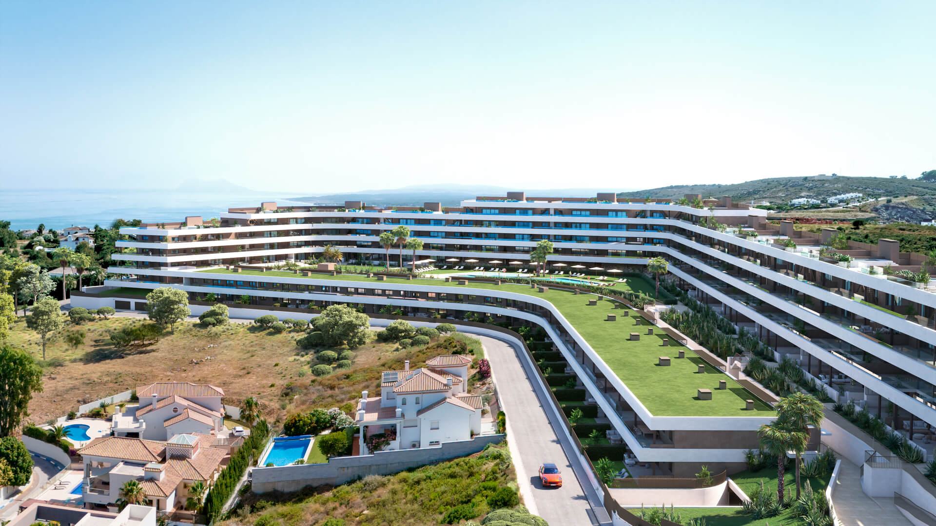Luchtfoto van het volledige complex