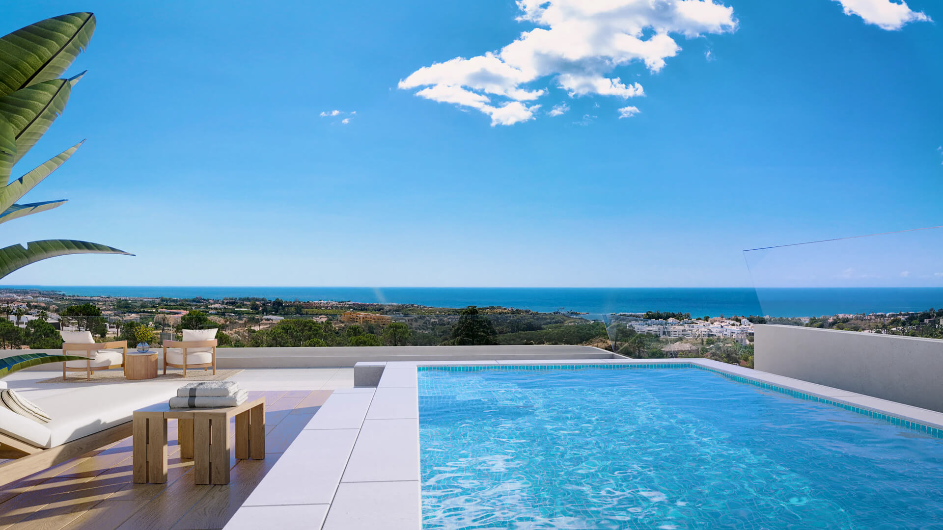 Penthouse zwembad met zicht op zee