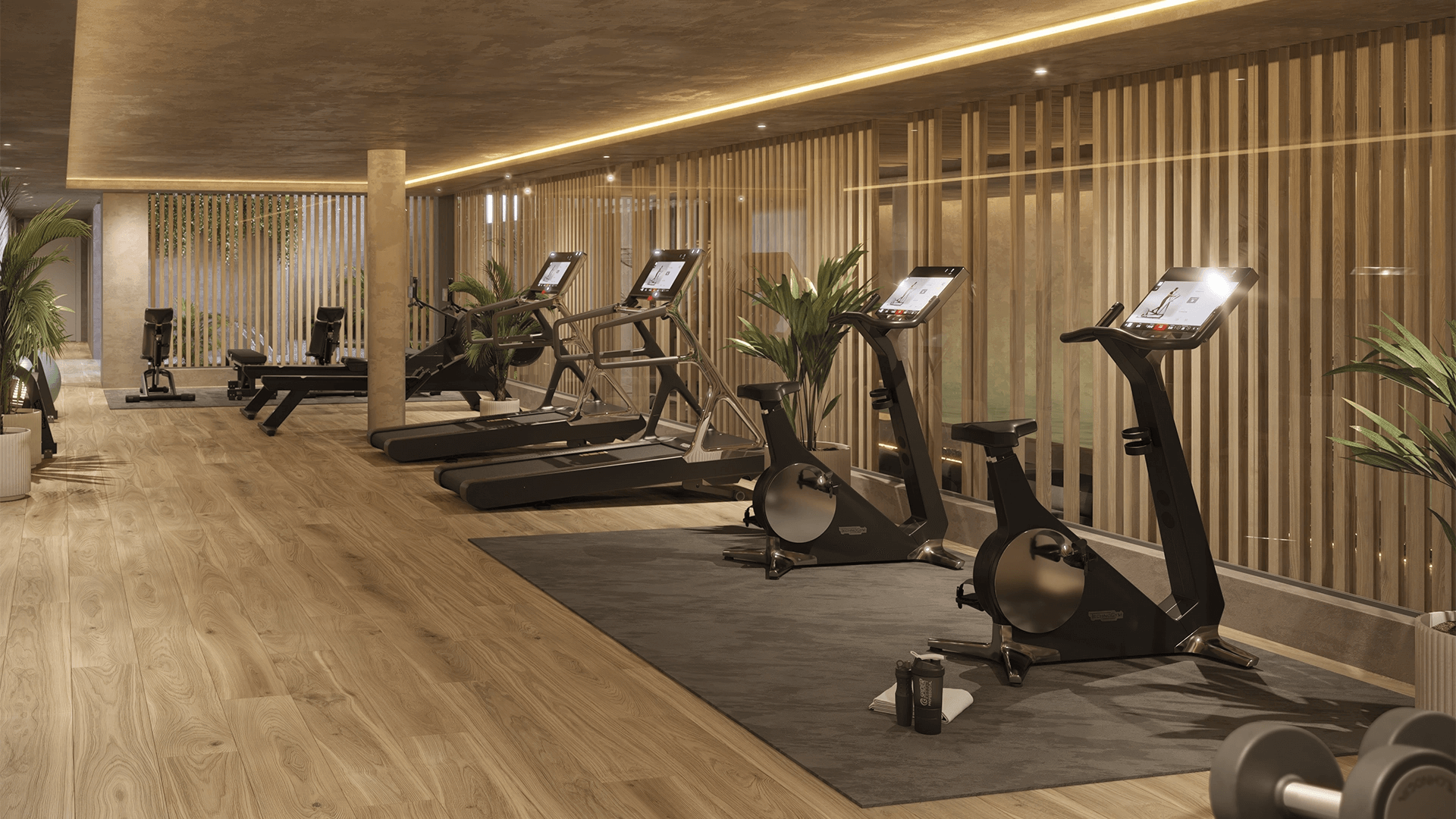 Volledig uitgeruste gym met natuurlijk licht