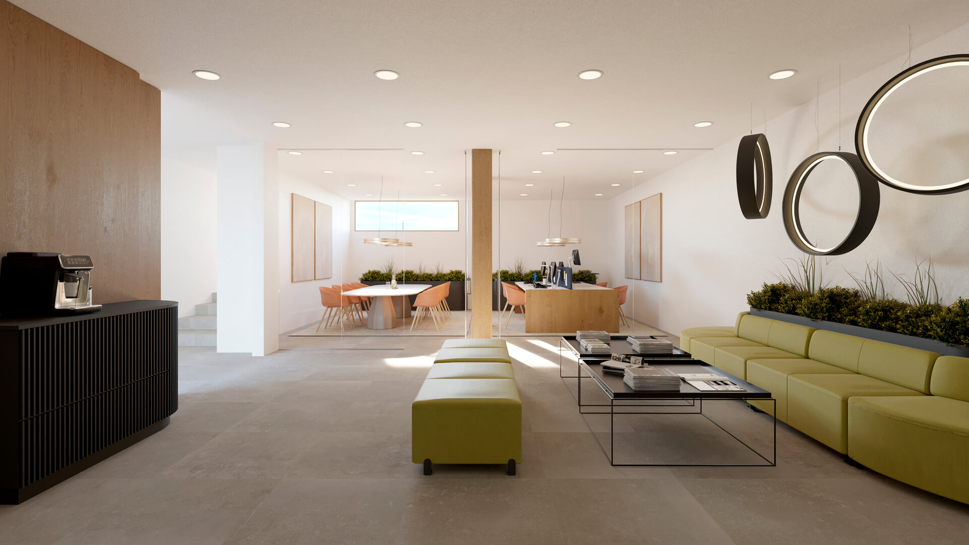 Coworkingruimte met loungezetels