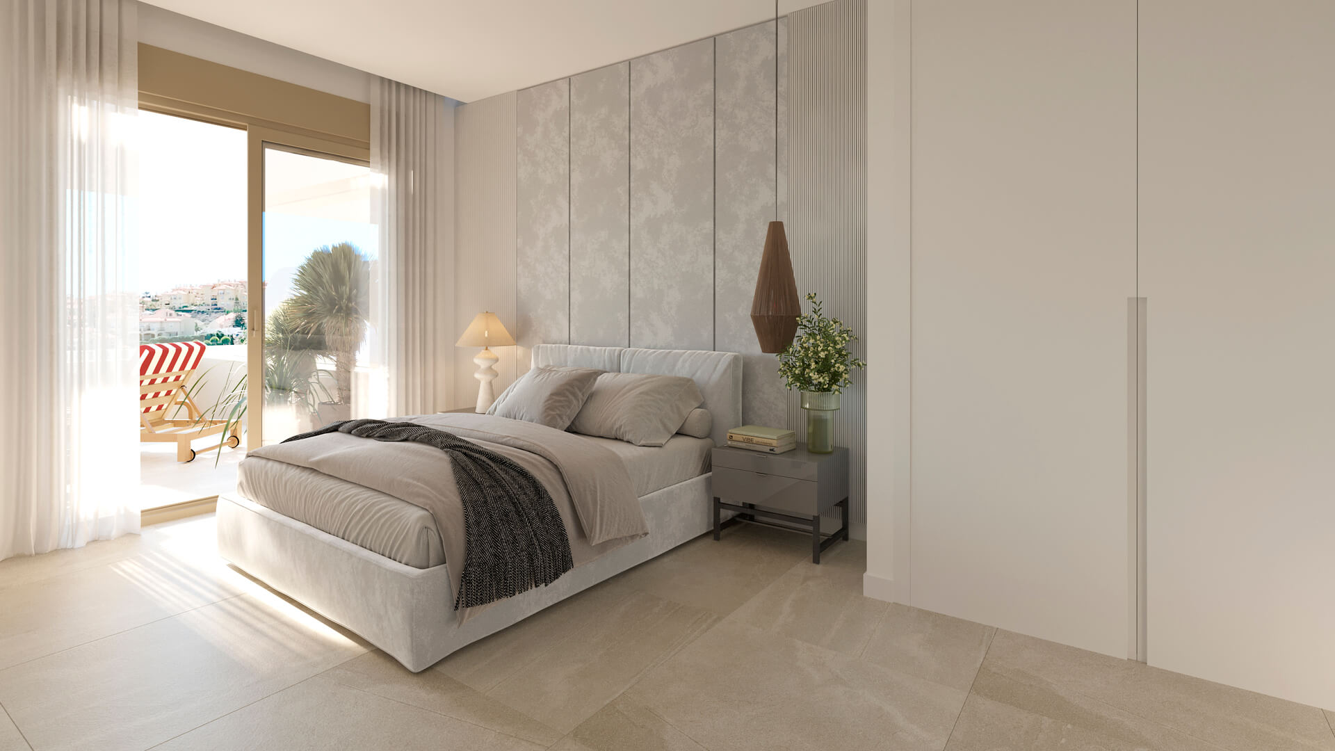 Slaapkamer in warme, lichte tinten