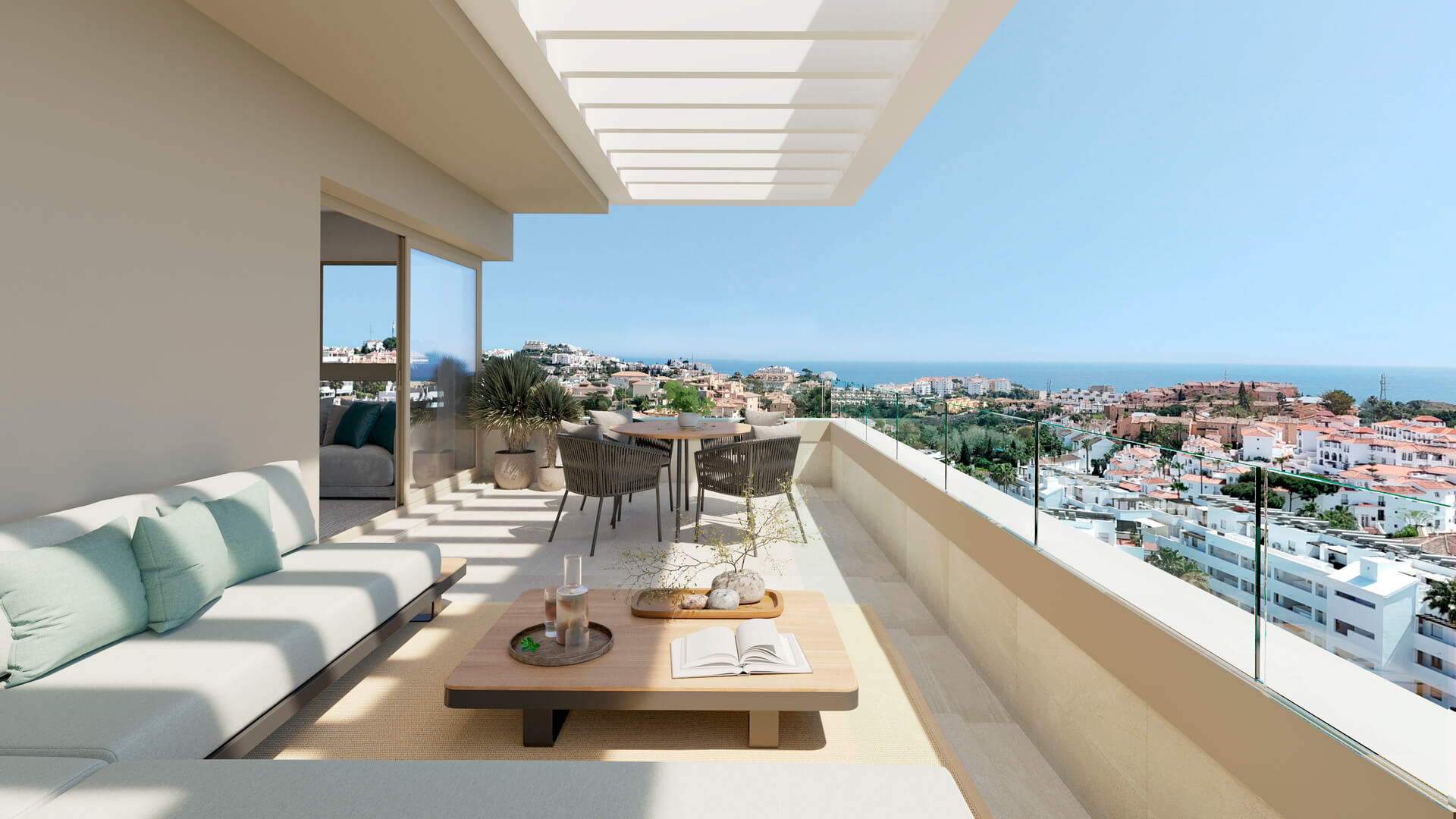 Terras van een 3-slaapkamerappartement met uitzicht