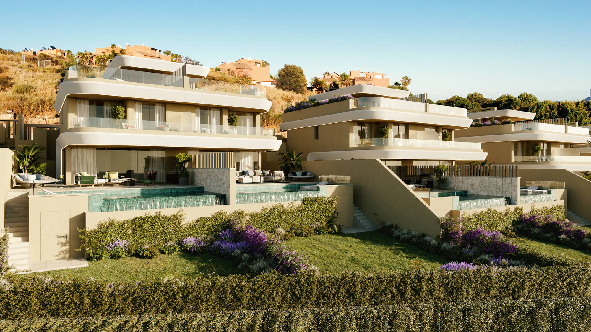 Villa met tuin en moderne architectuur