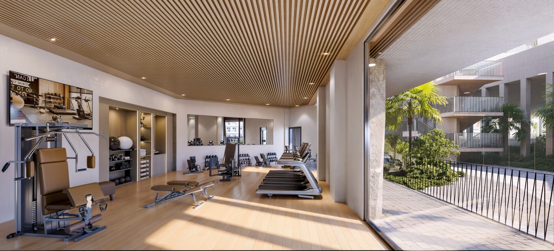 Fitnessruimte met natuurlijk licht