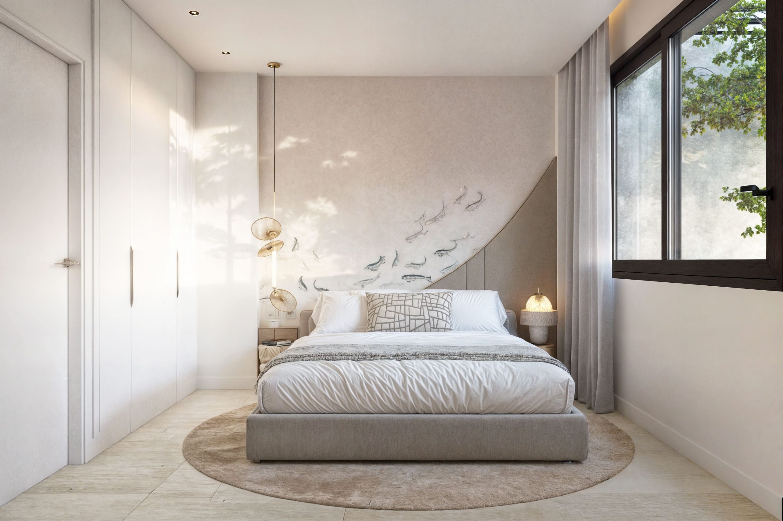 Slaapkamer met veel natuurlijk licht