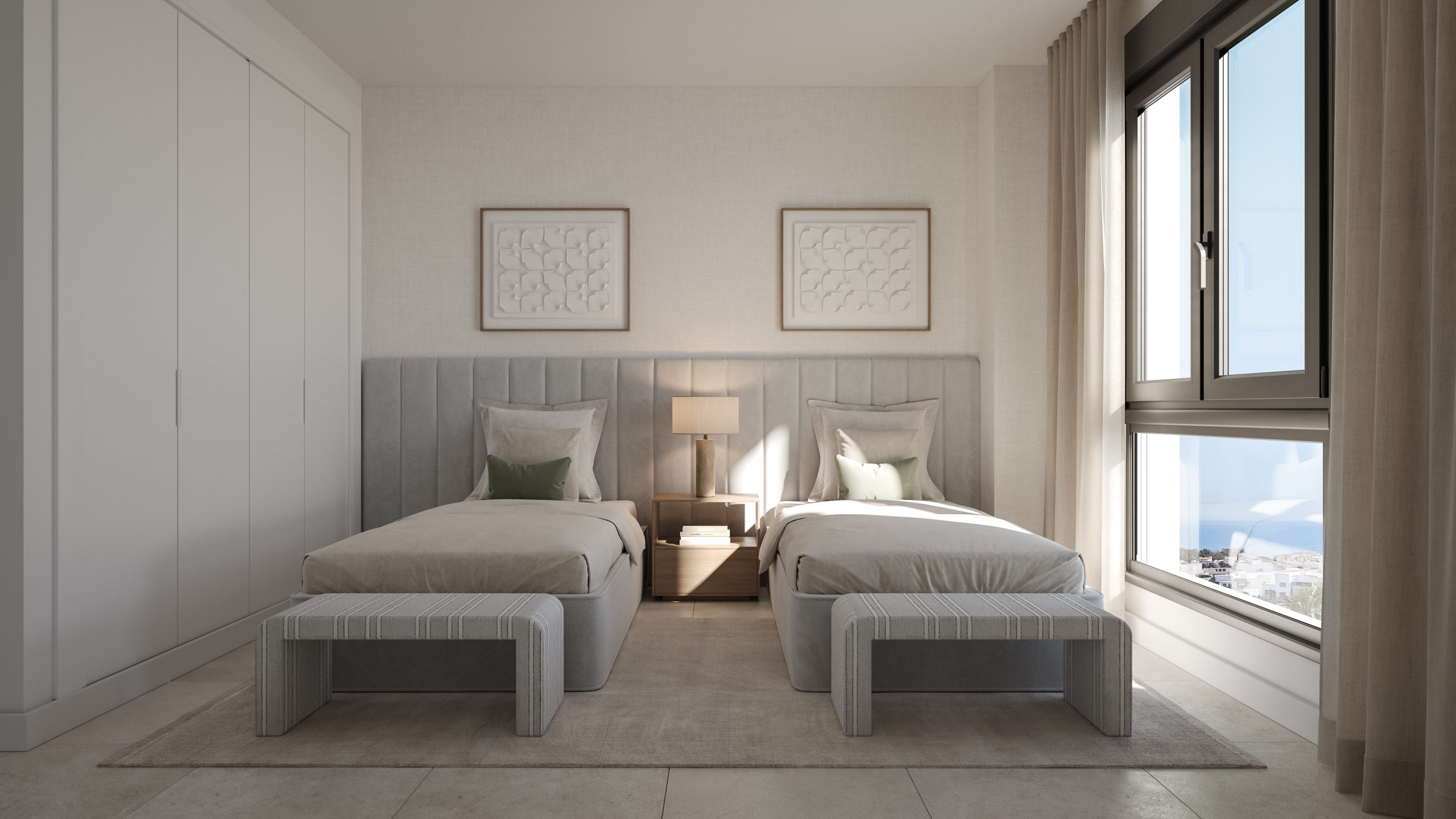 Tweede slaapkamer met twee bedden