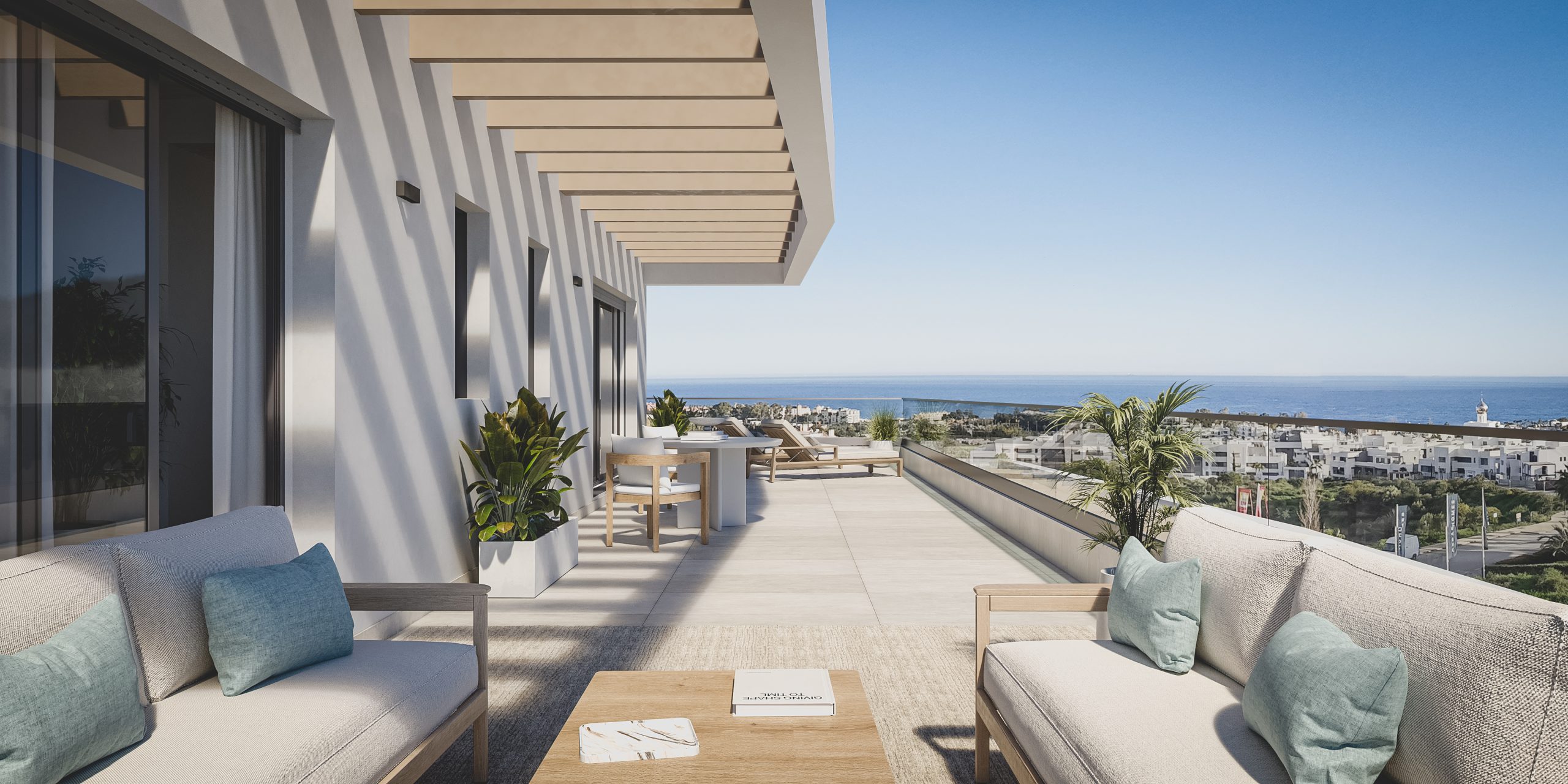 Dakterras van het penthouse met panoramisch zeezicht
